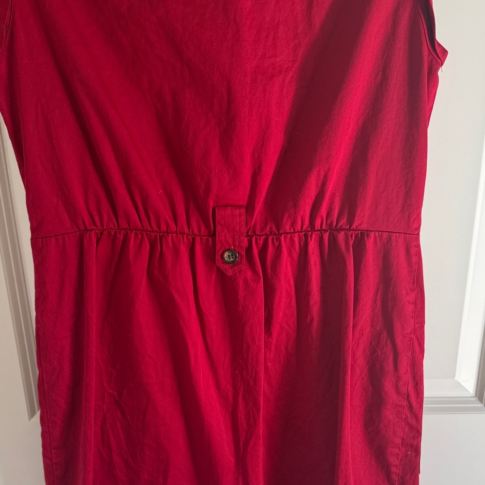 Outback Red Sleeveless Red Button-Up Cotton Safari Dress Size Small NO BELT - Picture 11 of 11